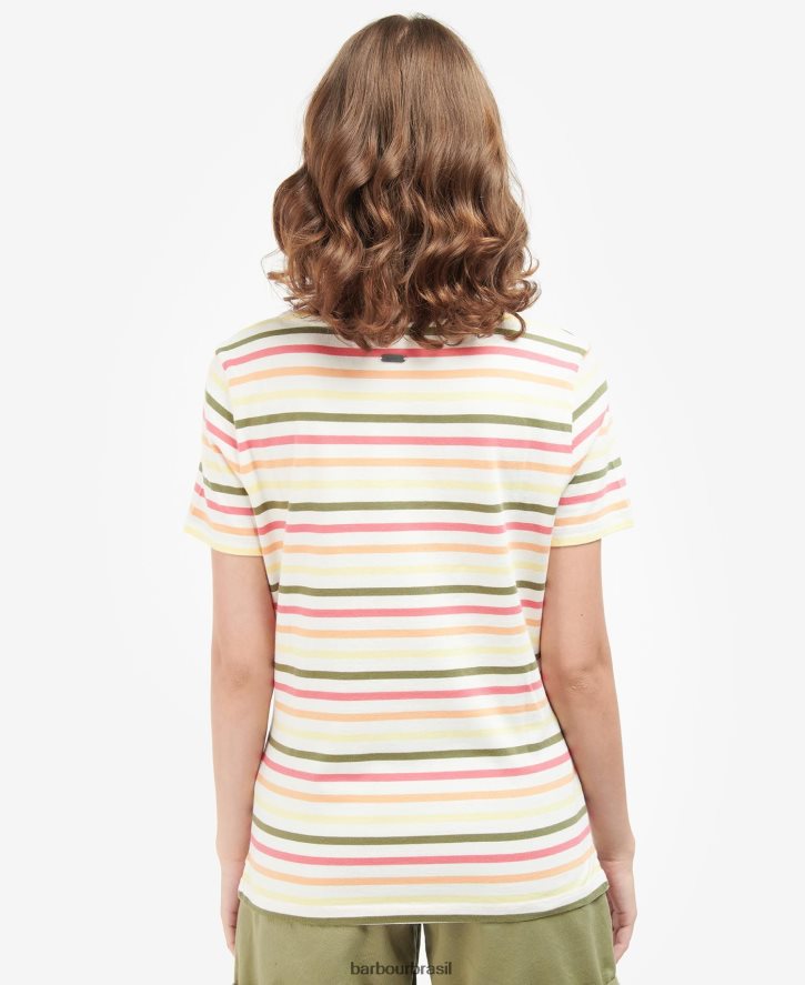 roupas Barbour top bradley manga curta multistripe azul marinho mulheres NH44421755