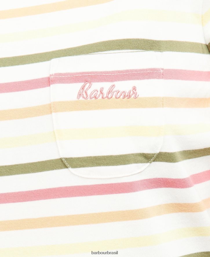 roupas Barbour top bradley manga curta multistripe azul marinho mulheres NH44421755