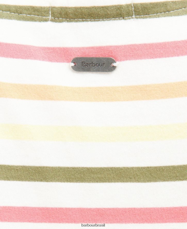 roupas Barbour top bradley manga curta multistripe azul marinho mulheres NH44421755
