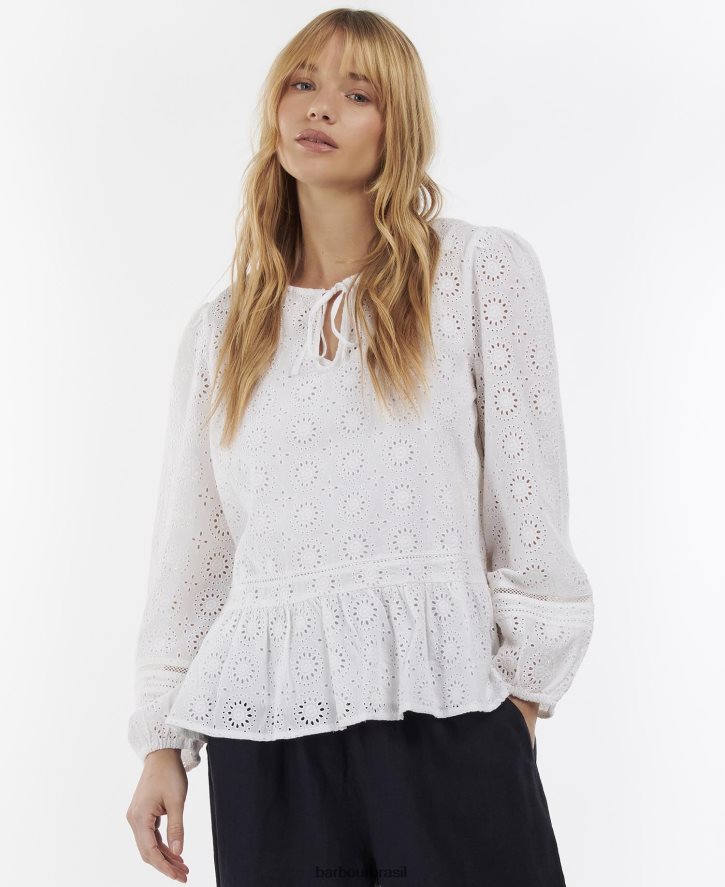 roupas Barbour top cerejeira branco mulheres NH44421631