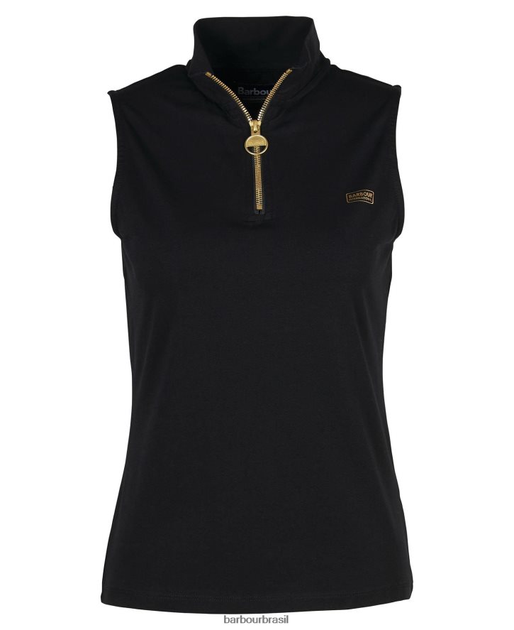 roupas Barbour top kasuki com meio zíper preto clássico mulheres NH44421672