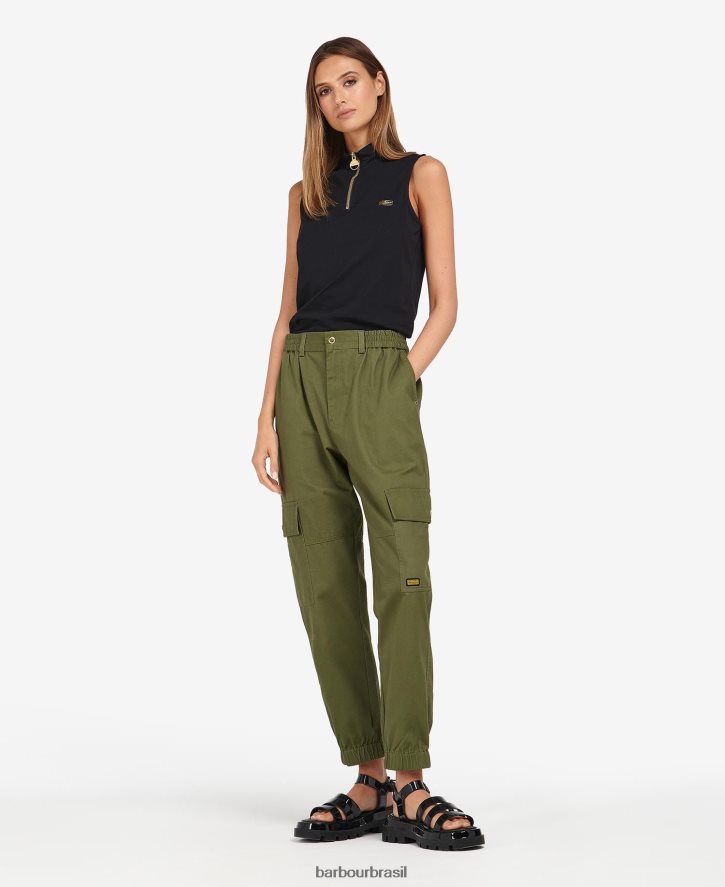 roupas Barbour top kasuki com meio zíper preto clássico mulheres NH44421672