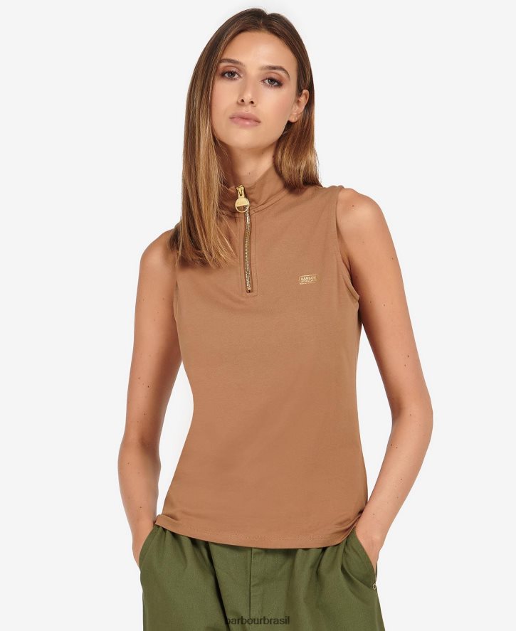 roupas Barbour top kasuki com meio zíper preto clássico mulheres NH44421702