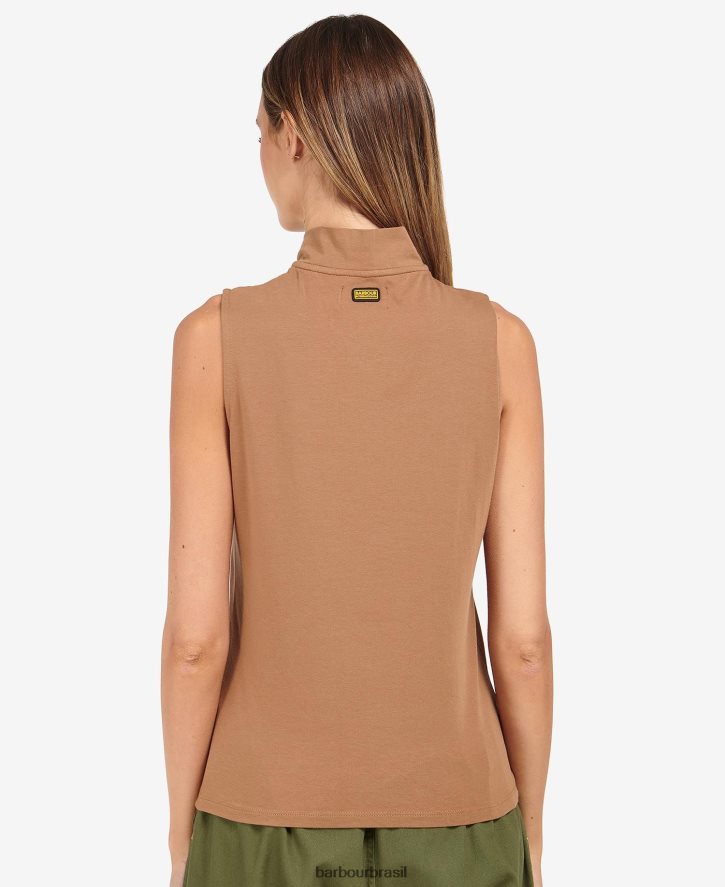 roupas Barbour top kasuki com meio zíper preto clássico mulheres NH44421702