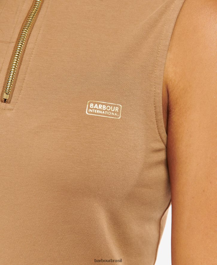 roupas Barbour top kasuki com meio zíper preto clássico mulheres NH44421702