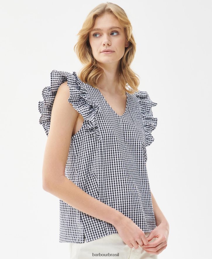 roupas Barbour topo de cardo cheque da marinha mulheres NH44421628