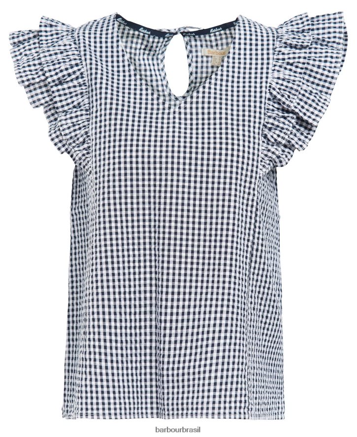 roupas Barbour topo de cardo cheque da marinha mulheres NH44421628