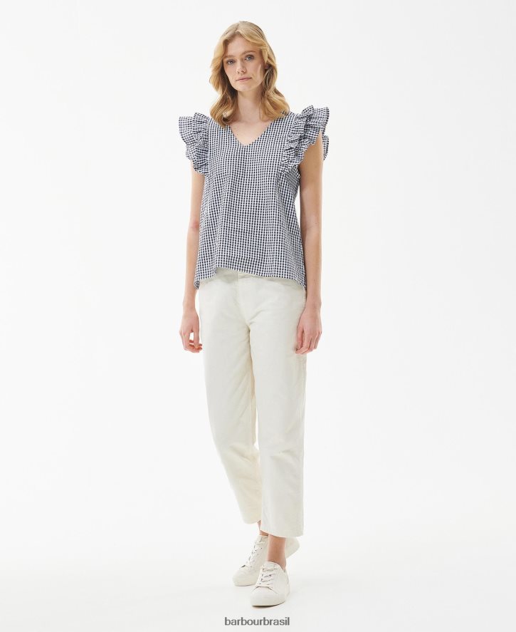roupas Barbour topo de cardo cheque da marinha mulheres NH44421628