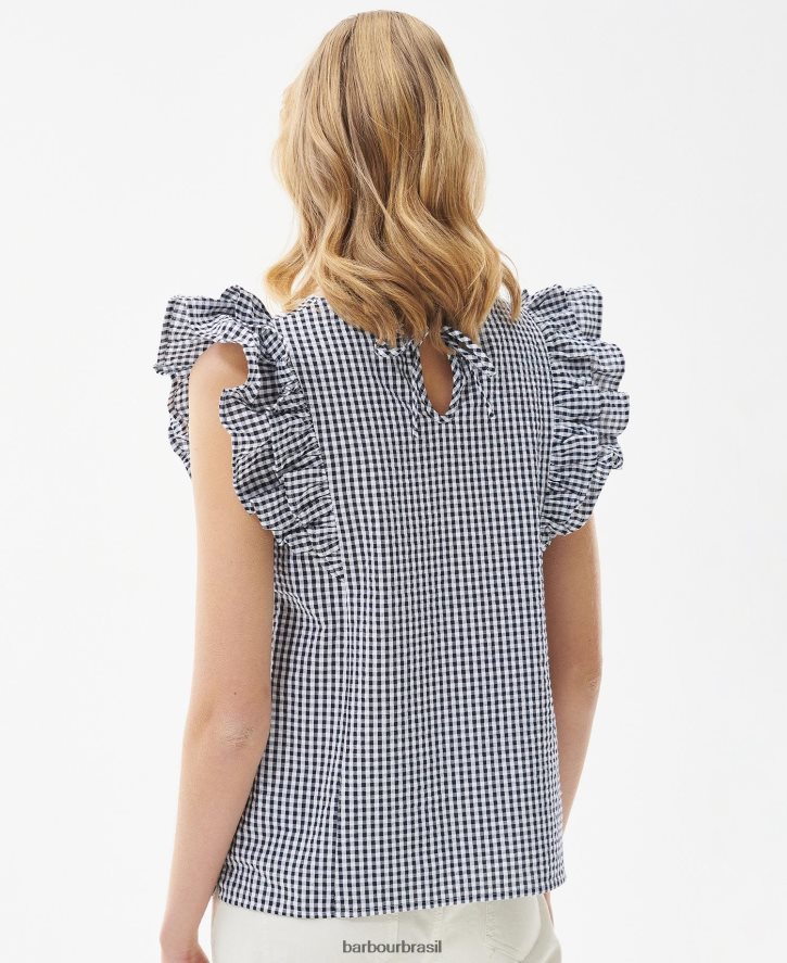 roupas Barbour topo de cardo cheque da marinha mulheres NH44421628