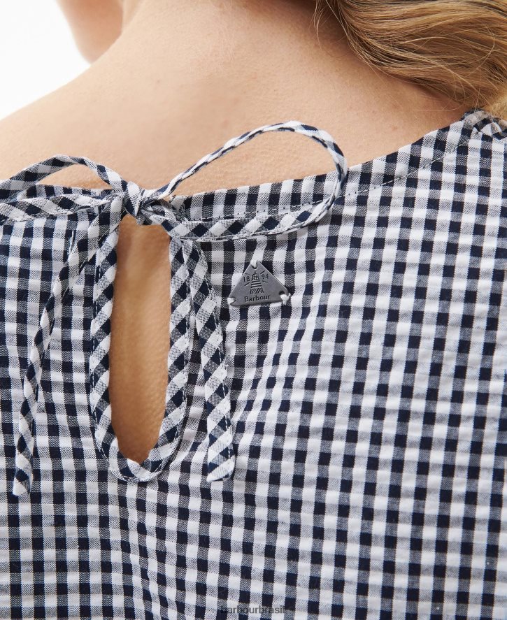 roupas Barbour topo de cardo cheque da marinha mulheres NH44421628