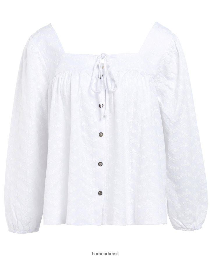 roupas Barbour topo de delfínio branco clássico mulheres NH44421658