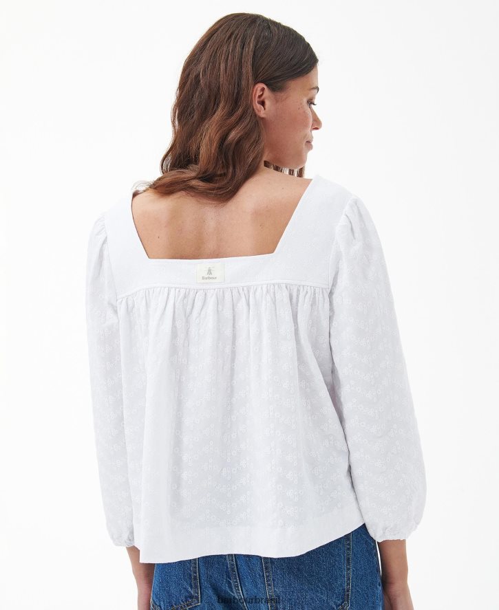 roupas Barbour topo de delfínio branco clássico mulheres NH44421658