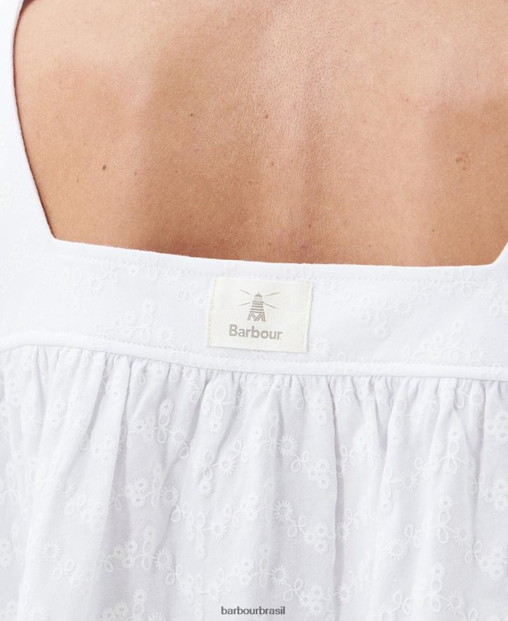 roupas Barbour topo de delfínio branco clássico mulheres NH44421658