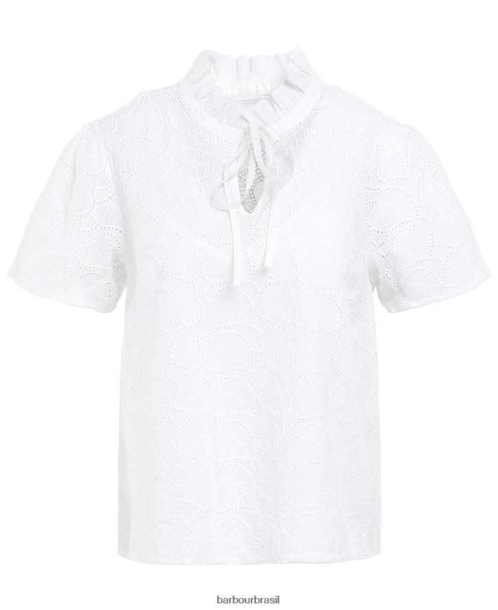roupas Barbour topo de palmito branco clássico mulheres NH44421594