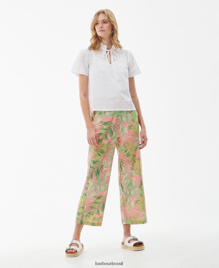 roupas Barbour topo de palmito branco clássico mulheres NH44421594