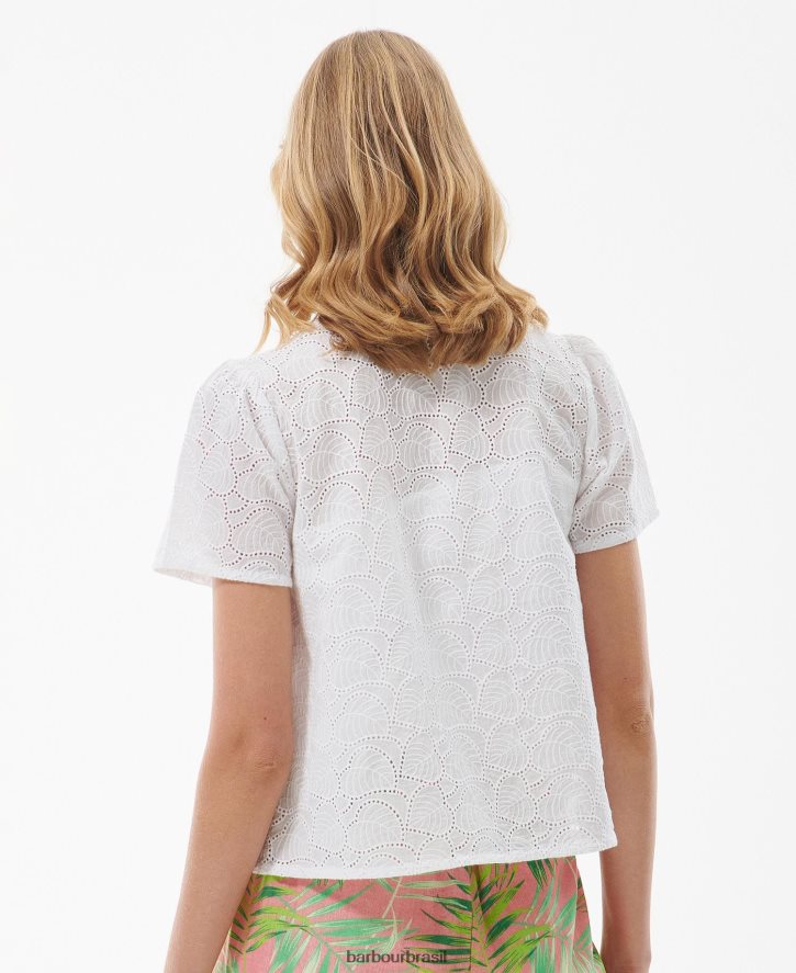 roupas Barbour topo de palmito branco clássico mulheres NH44421594