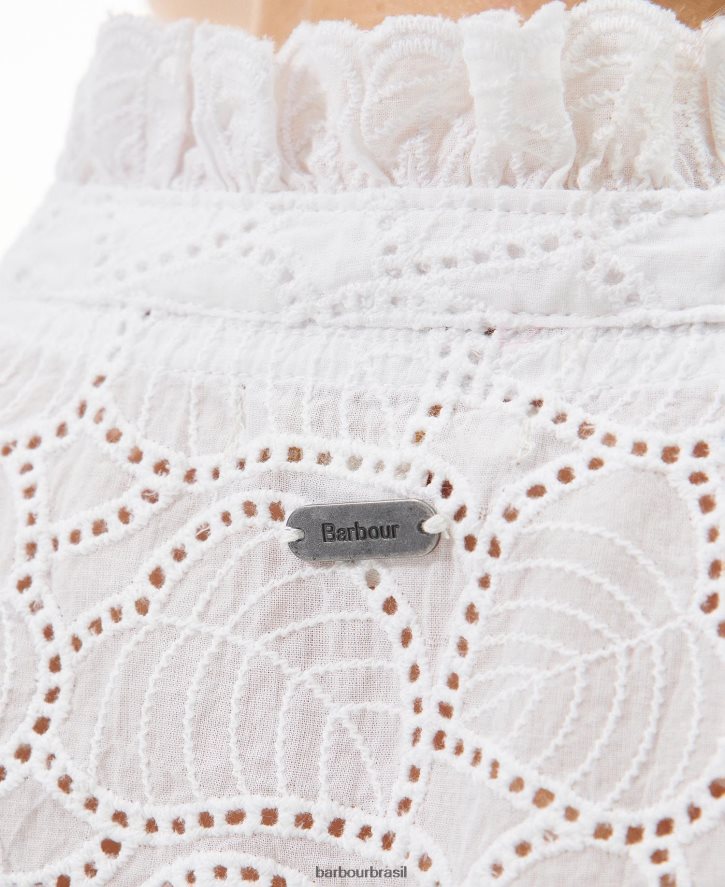 roupas Barbour topo de palmito branco clássico mulheres NH44421594