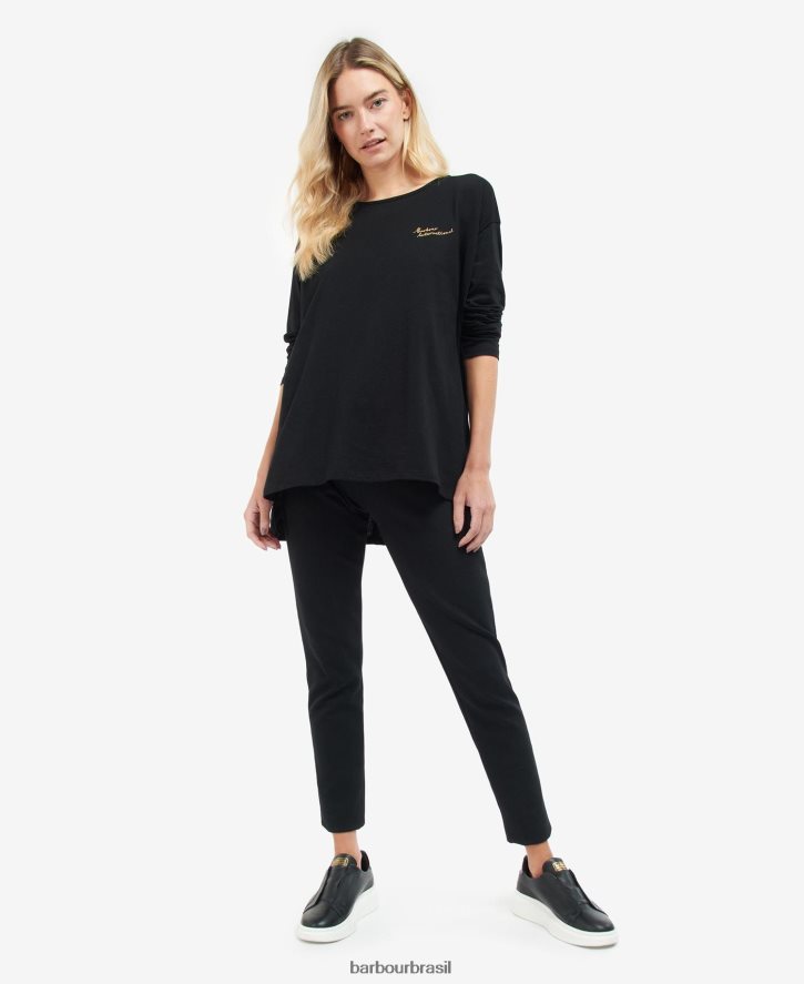 roupas Barbour topo do autódromo preto clássico mulheres NH44421731