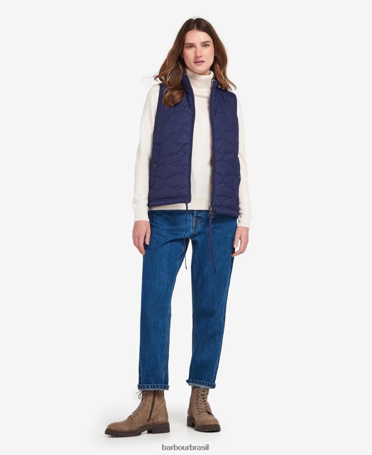 roupas Barbour colete apia reversível estampado impressão de estorninho de tinta eterna/luz trincheira mulheres NH44421563