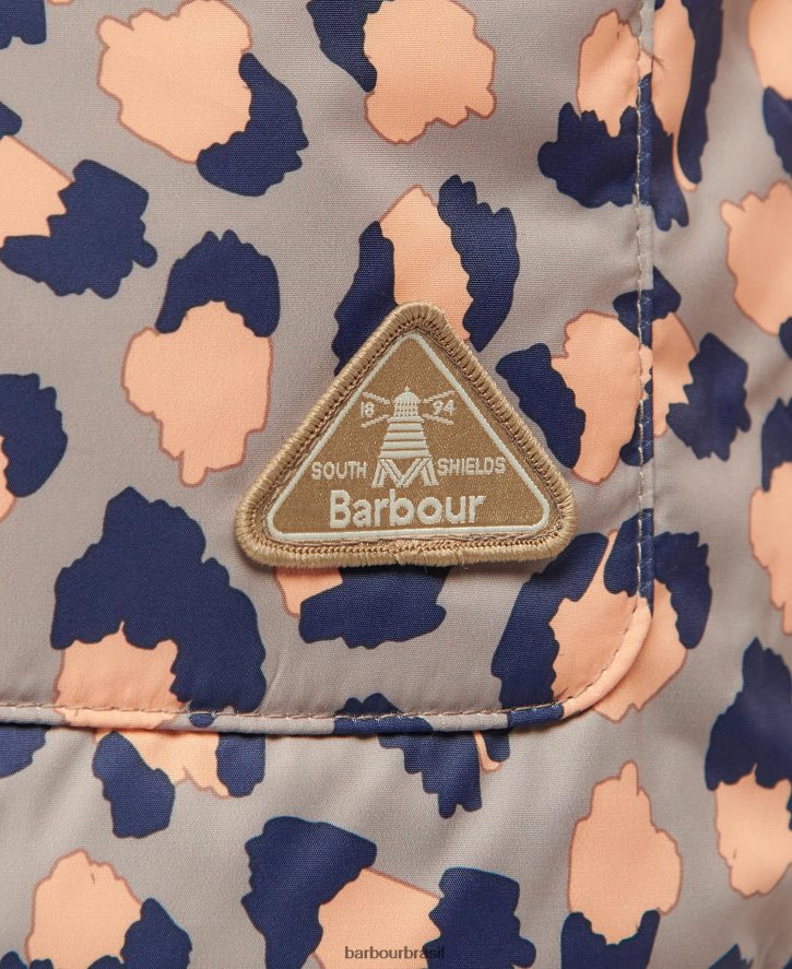 roupas Barbour colete apia reversível estampado impressão de estorninho de tinta eterna/luz trincheira mulheres NH44421563