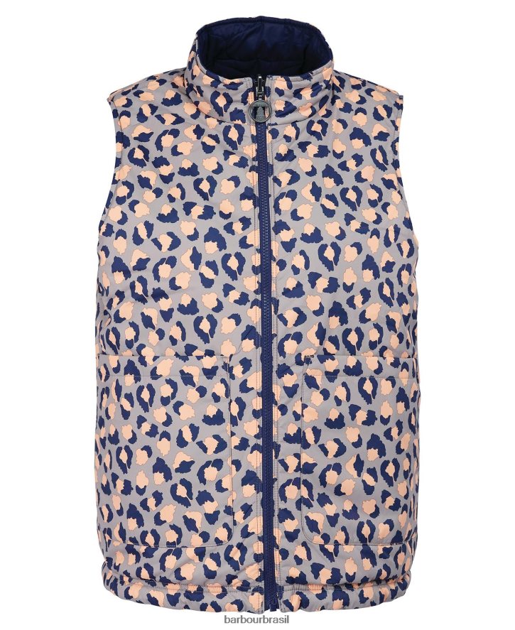 roupas Barbour colete apia reversível estampado impressão de estorninho de tinta eterna/luz trincheira mulheres NH44421563