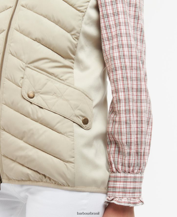 roupas Barbour colete de cavalaria esticado areia clara/areia clara marga mulheres NH44421552
