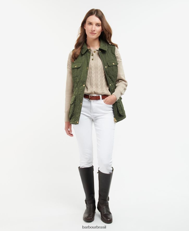 roupas Barbour colete de defesa com cinto areia clara/vestido mulheres NH44421556