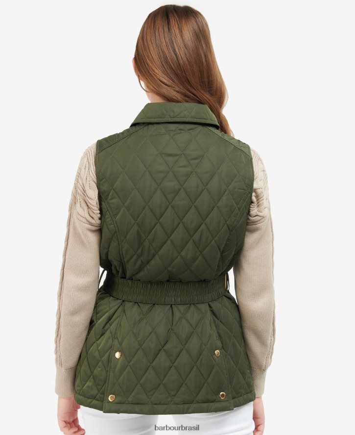 roupas Barbour colete de defesa com cinto areia clara/vestido mulheres NH44421556