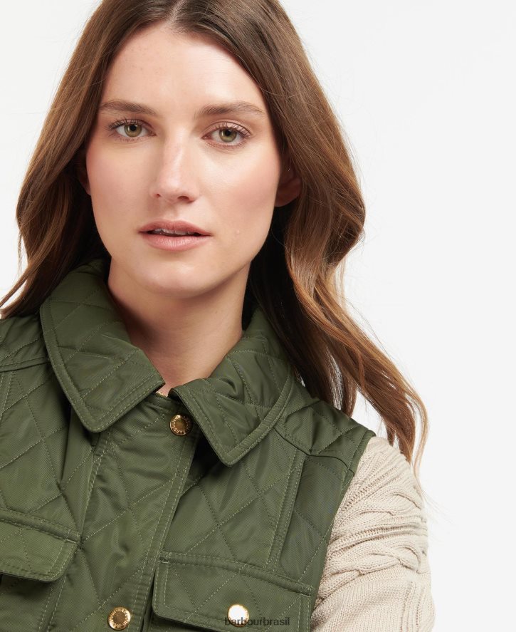 roupas Barbour colete de defesa com cinto areia clara/vestido mulheres NH44421556