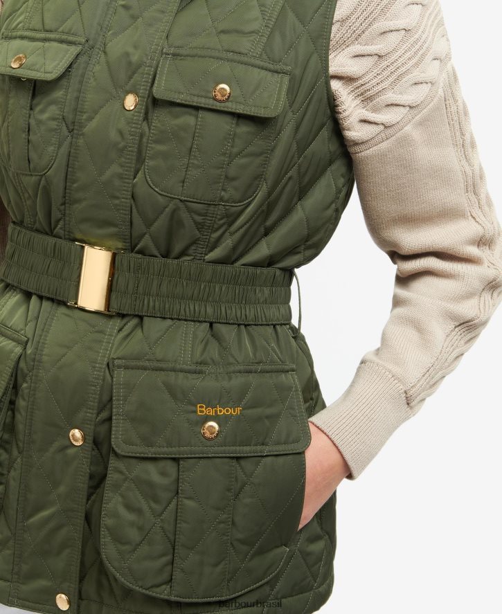 roupas Barbour colete de defesa com cinto areia clara/vestido mulheres NH44421556