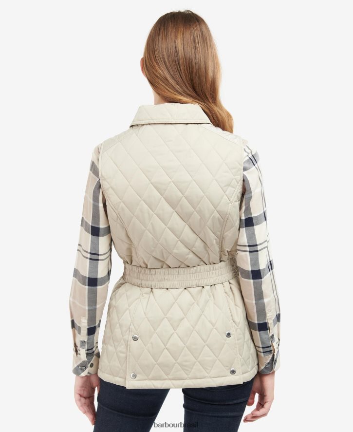 roupas Barbour colete de defesa com cinto areia clara/vestido mulheres NH44421567