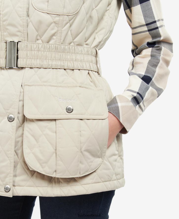 roupas Barbour colete de defesa com cinto areia clara/vestido mulheres NH44421567
