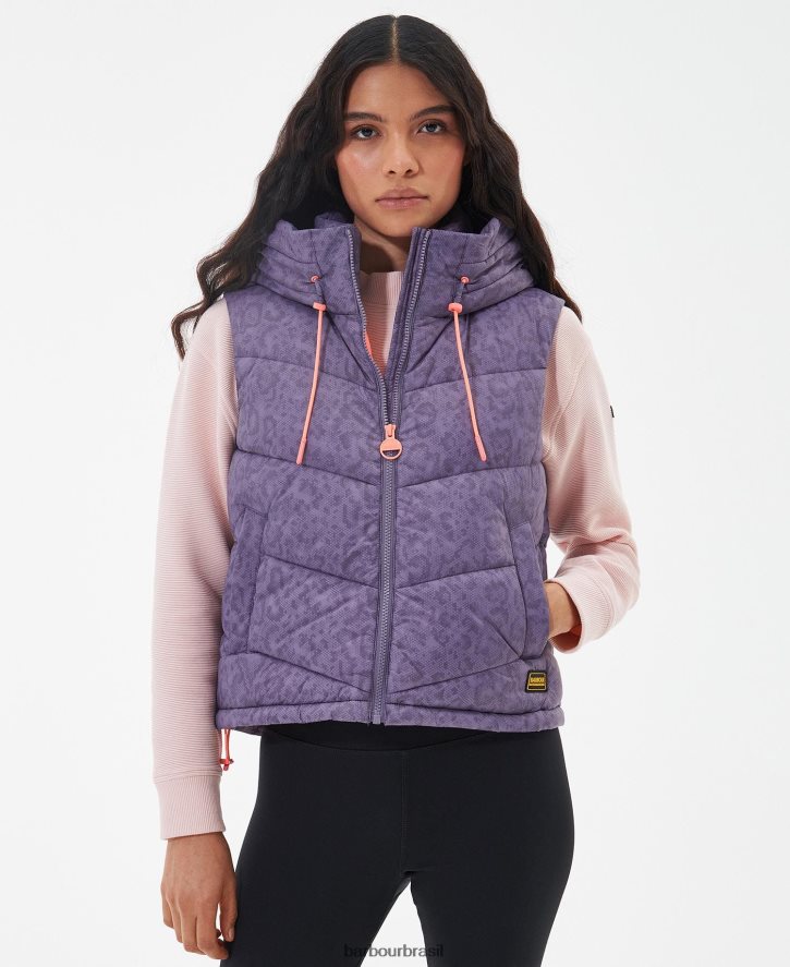 roupas Barbour colete halton estampado impressão de paisagem lunar mulheres NH44421569