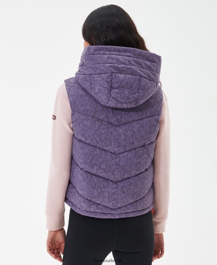 roupas Barbour colete halton estampado impressão de paisagem lunar mulheres NH44421569