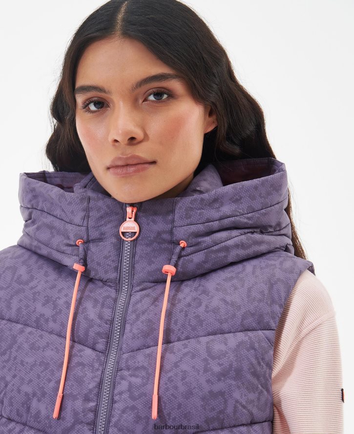 roupas Barbour colete halton estampado impressão de paisagem lunar mulheres NH44421569