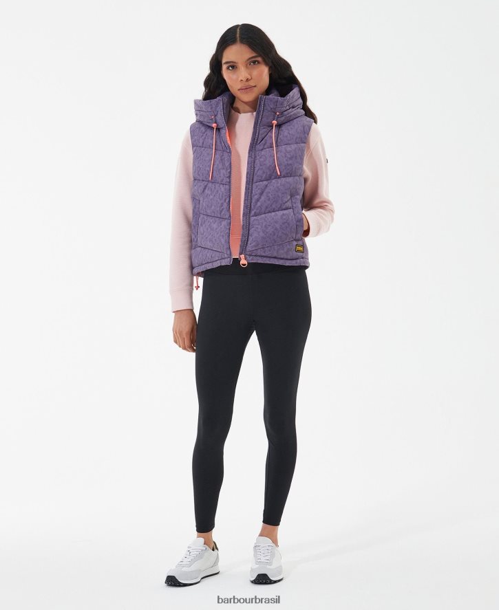roupas Barbour colete halton estampado impressão de paisagem lunar mulheres NH44421569