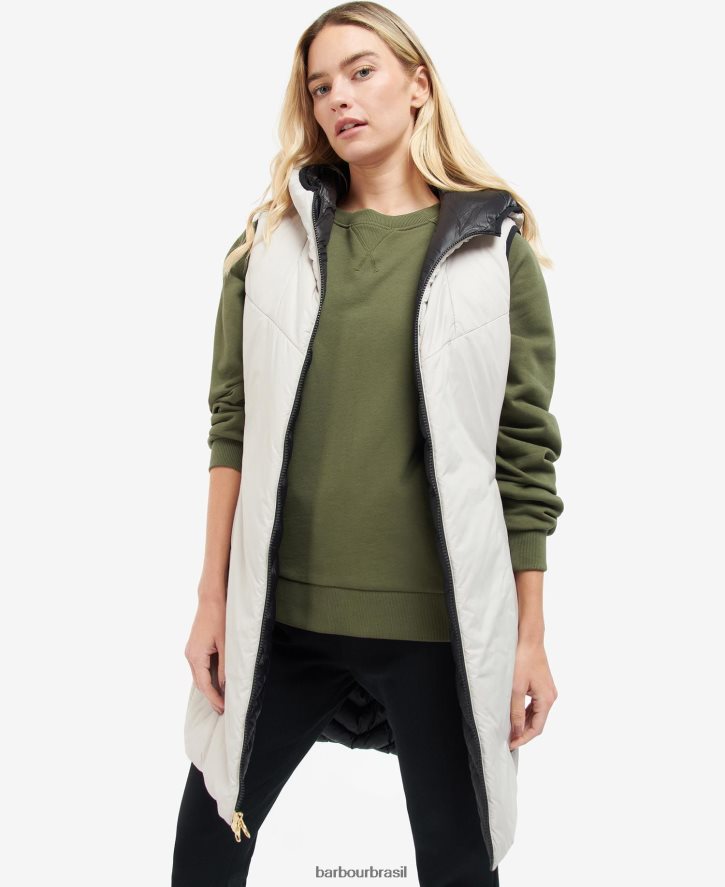 roupas Barbour colete reversível cosford nuvem preta/prateada mulheres NH44421574