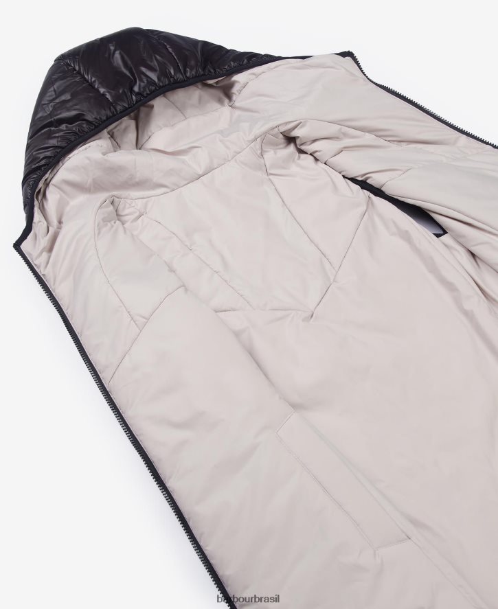 roupas Barbour colete reversível cosford nuvem preta/prateada mulheres NH44421574