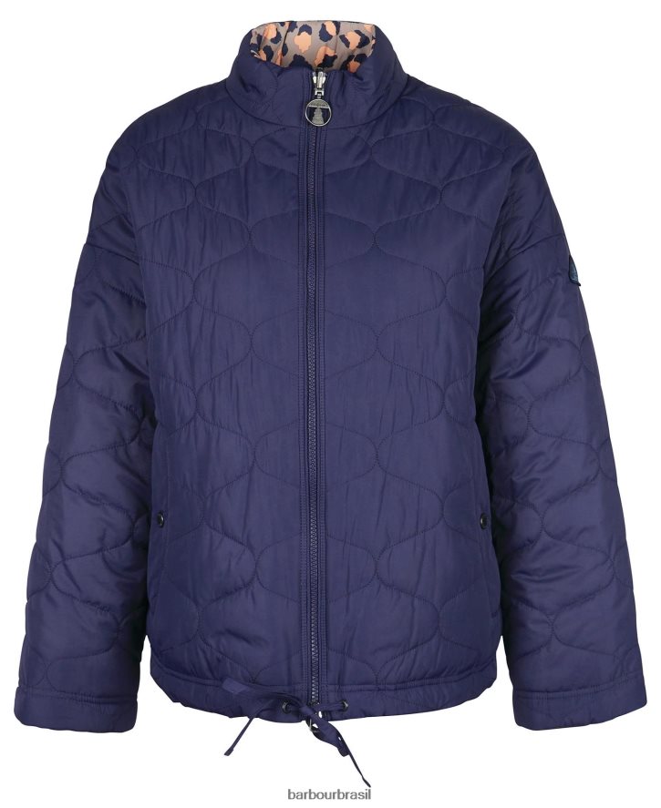 roupas Barbour Jaqueta acolchoada apia reversível estampada impressão de estorninho de tinta eterna/luz trincheira mulheres NH44421431