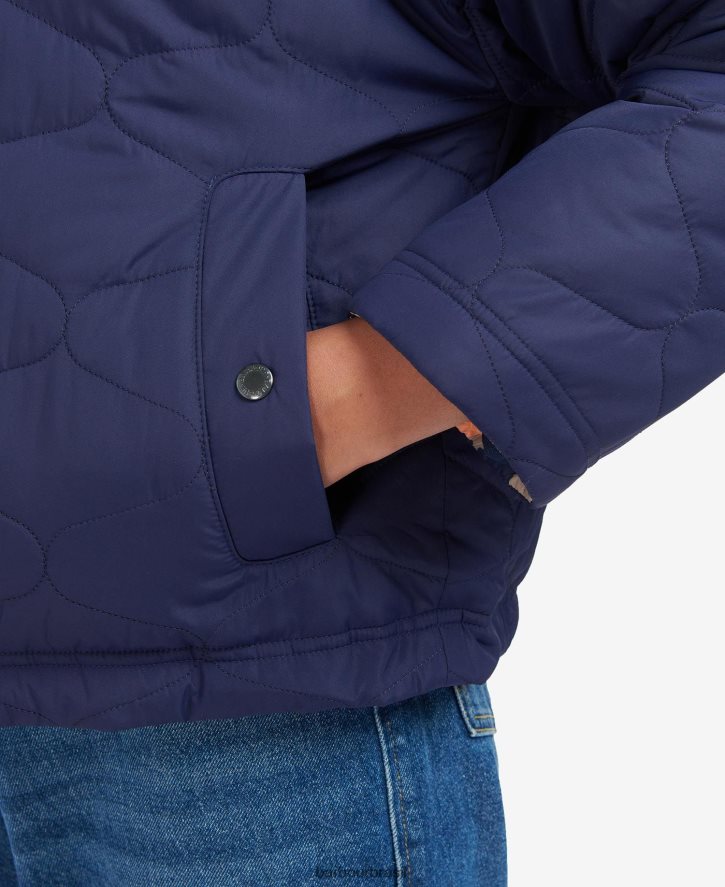 roupas Barbour Jaqueta acolchoada apia reversível estampada impressão de estorninho de tinta eterna/luz trincheira mulheres NH44421431