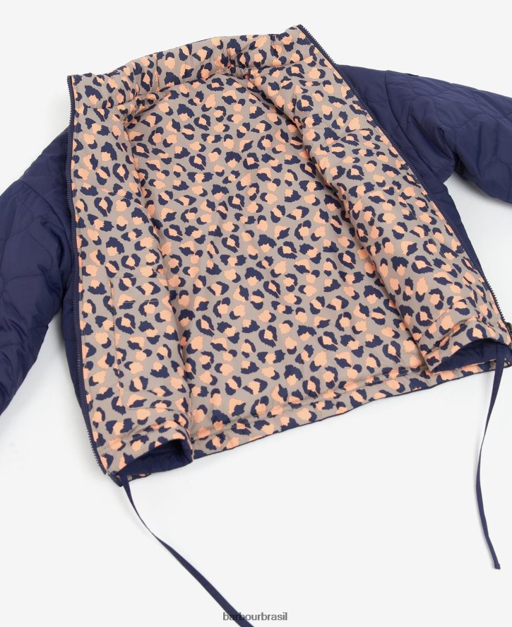 roupas Barbour Jaqueta acolchoada apia reversível estampada impressão de estorninho de tinta eterna/luz trincheira mulheres NH44421431