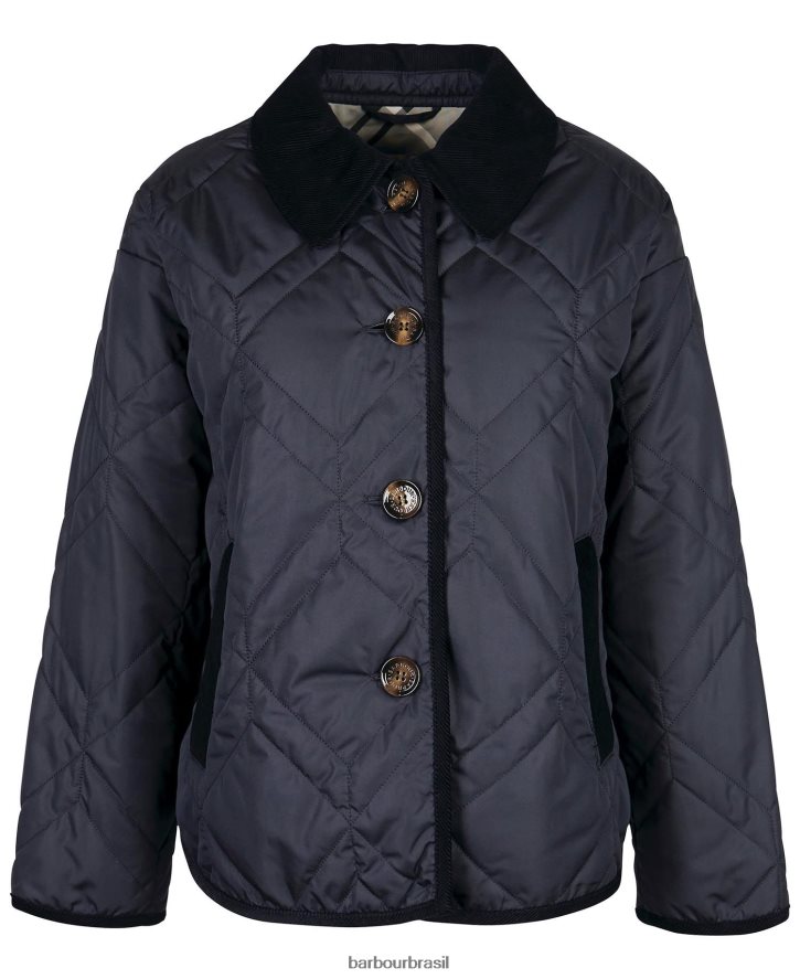 roupas Barbour barra acolchoada barrhead marinho escuro/choupo antigo mulheres NH44421425
