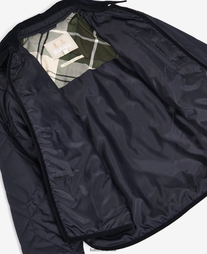 roupas Barbour barra acolchoada barrhead marinho escuro/choupo antigo mulheres NH44421425