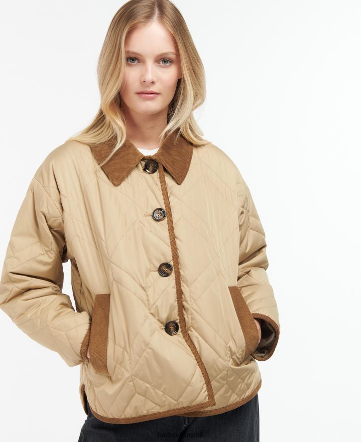 roupas Barbour barra acolchoada barrhead marinho escuro/choupo antigo mulheres NH44421493