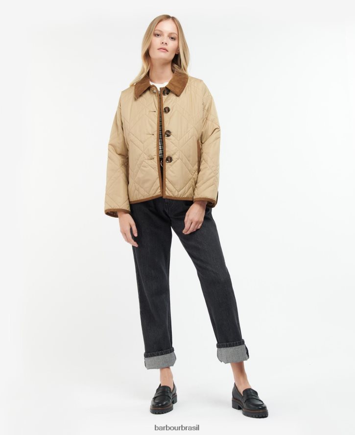 roupas Barbour barra acolchoada barrhead marinho escuro/choupo antigo mulheres NH44421493