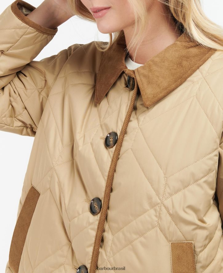 roupas Barbour barra acolchoada barrhead marinho escuro/choupo antigo mulheres NH44421493