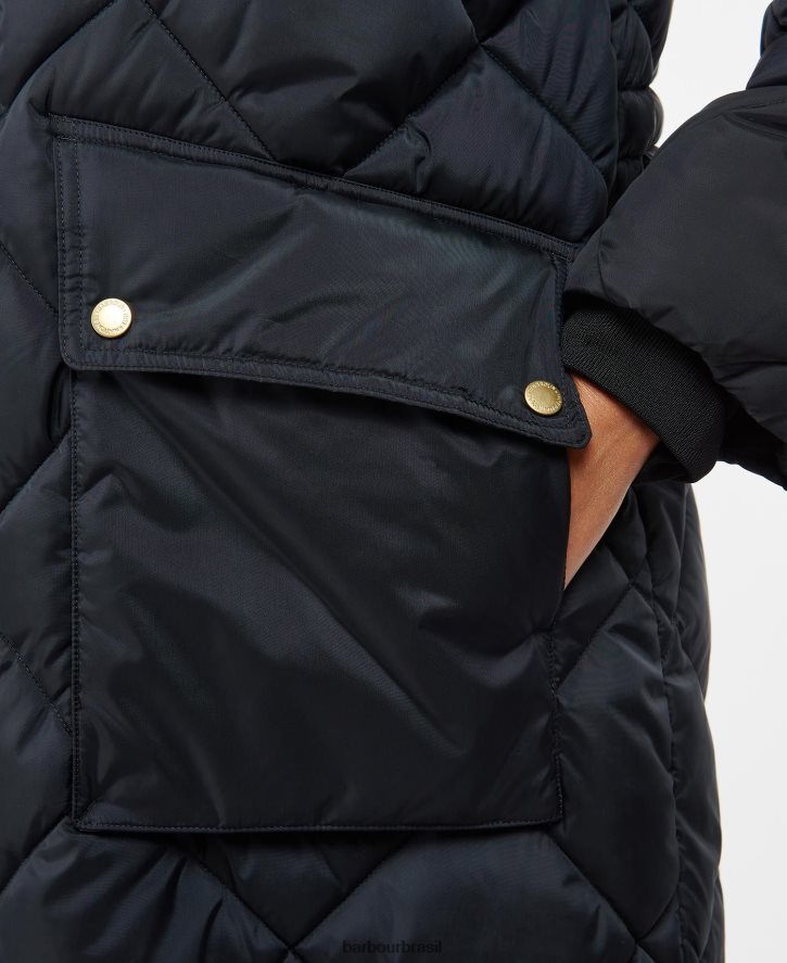 roupas Barbour casaco acolchoado gotland preto clássico mulheres NH44421440