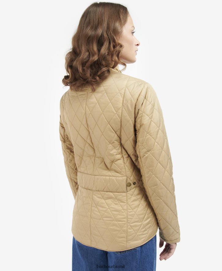 roupas Barbour jaqueta acolchoada cavalaria peso mosca pó de rosa mulheres NH44421482
