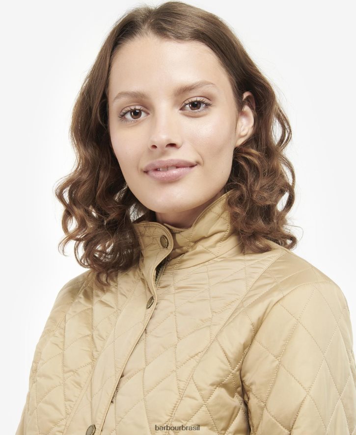 roupas Barbour jaqueta acolchoada cavalaria peso mosca pó de rosa mulheres NH44421482