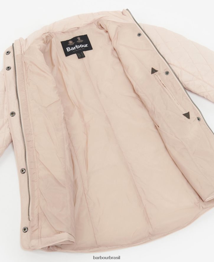 roupas Barbour jaqueta acolchoada cavalaria peso mosca pó de rosa mulheres NH44421511